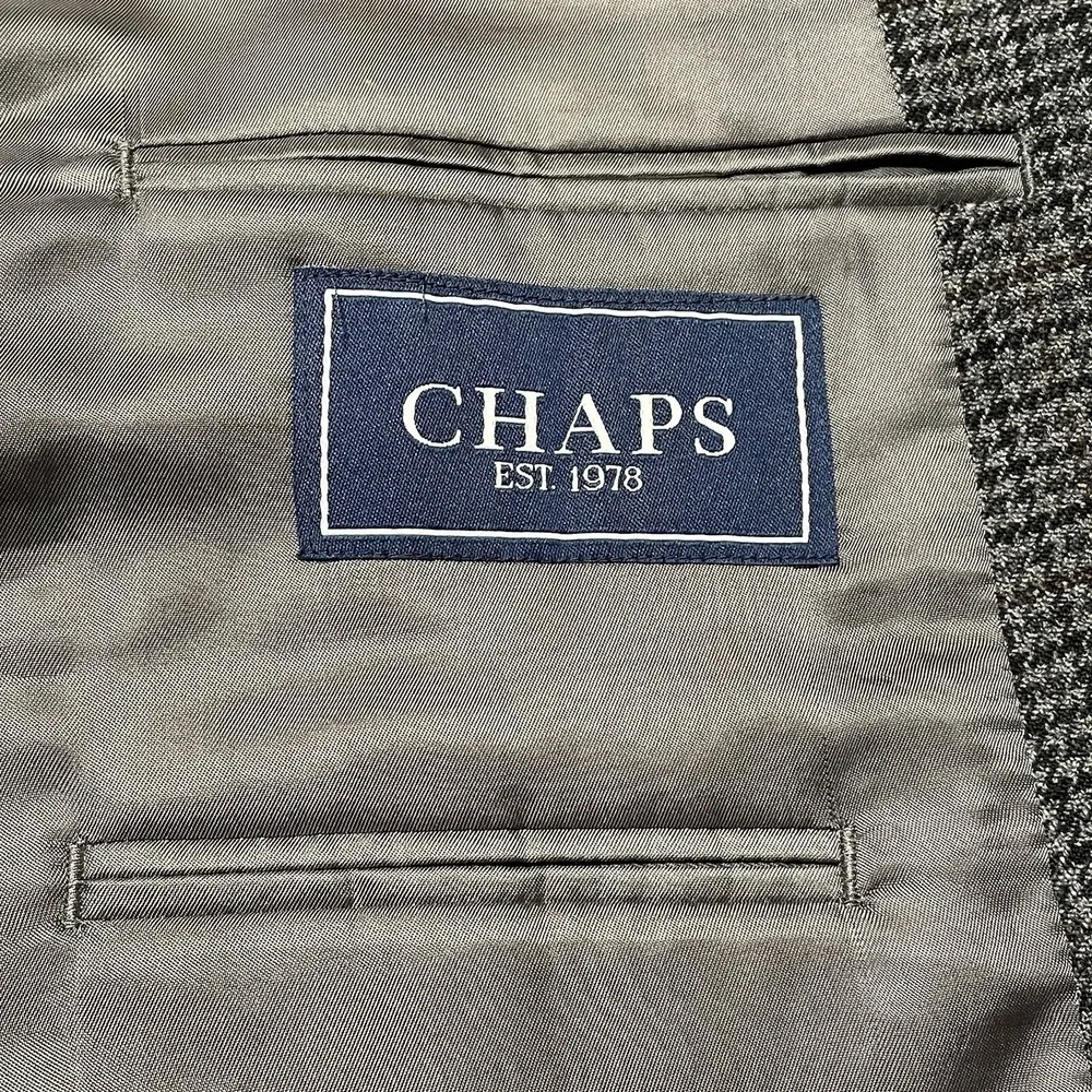 42R Chaps Ralph Lauren Mens Pure Lambswool‎ Gray Houndstooth Sport Coat
